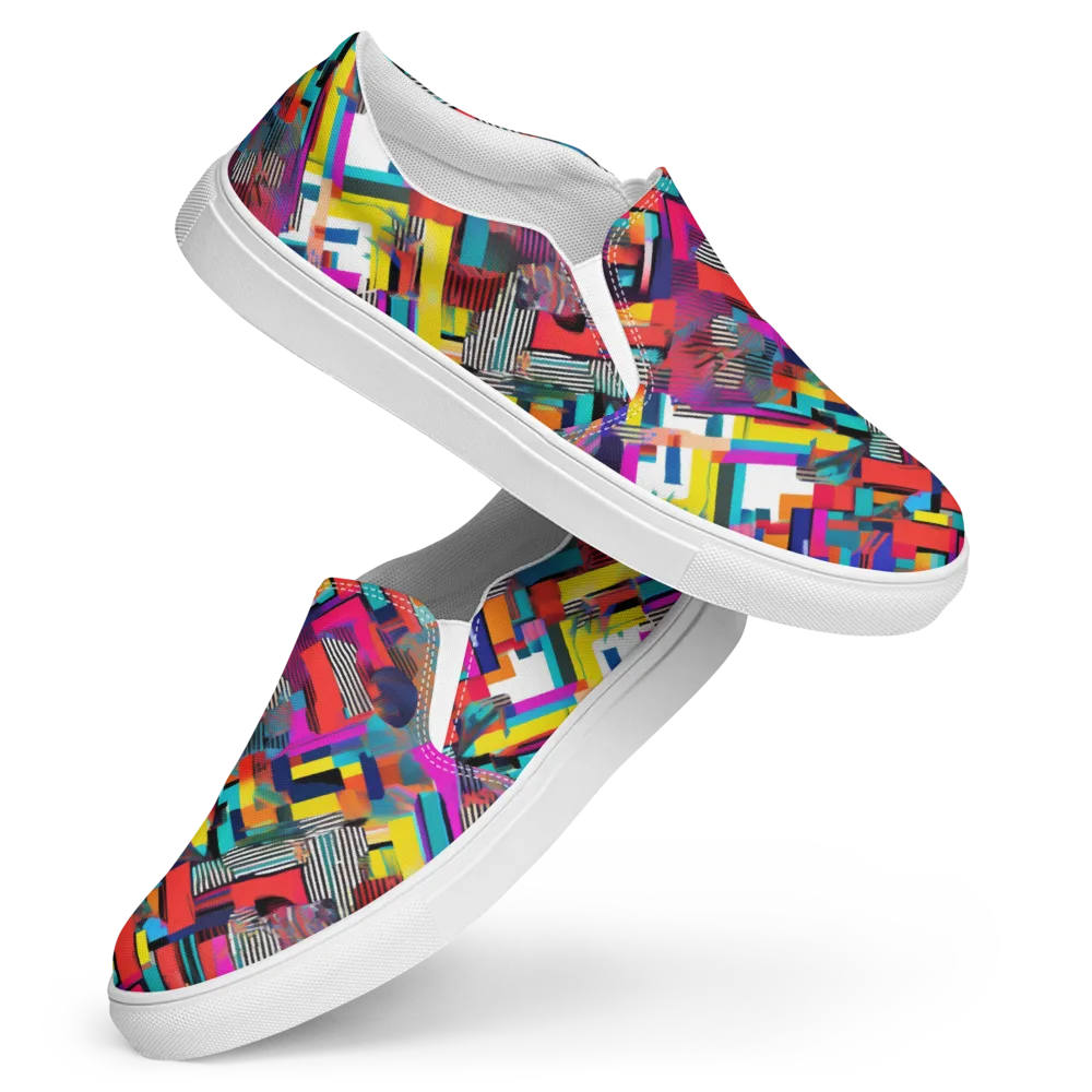 Chromatic Collision on Women's Slip-On Canvas Shoes — Front