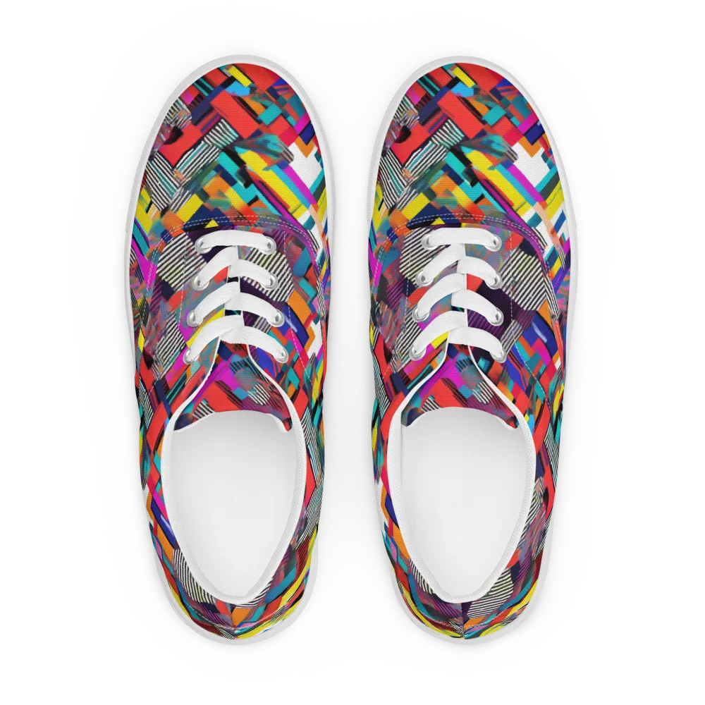 Chromatic Collision on Men's Lace-Up Canvas Shoes — Front
