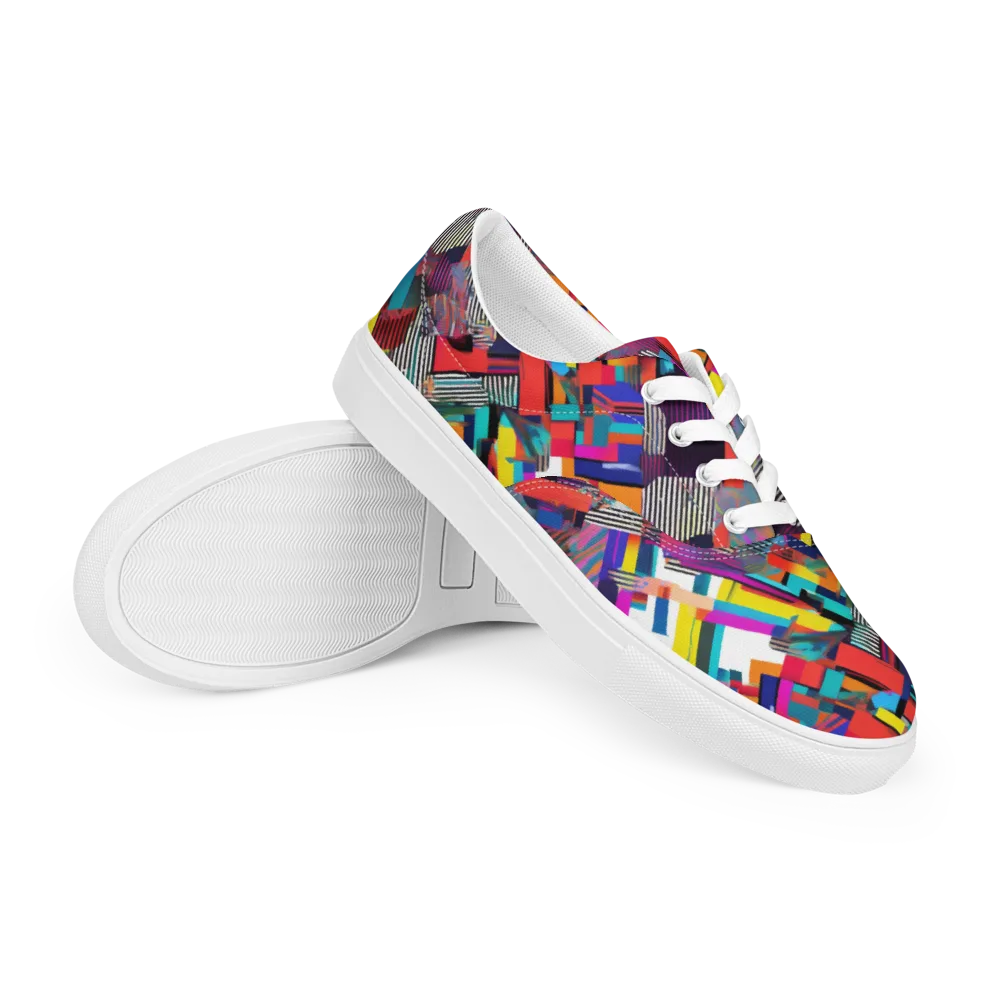 Chromatic Collision on Men's Lace-Up Canvas Shoes — Right Front