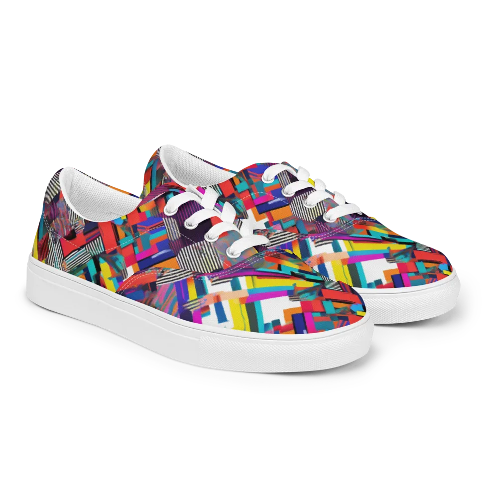 Chromatic Collision on Men's Lace-Up Canvas Shoes — Right Front