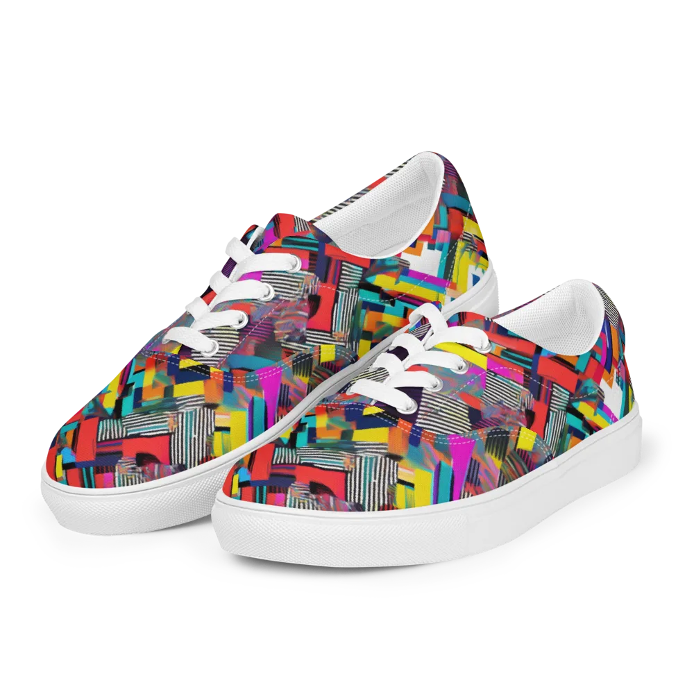 Chromatic Collision on Men's Lace-Up Canvas Shoes — Left Front