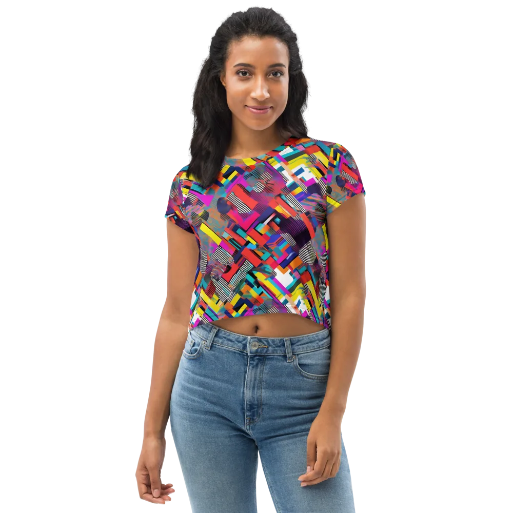 Chromatic Collision on Crop Tee — Front