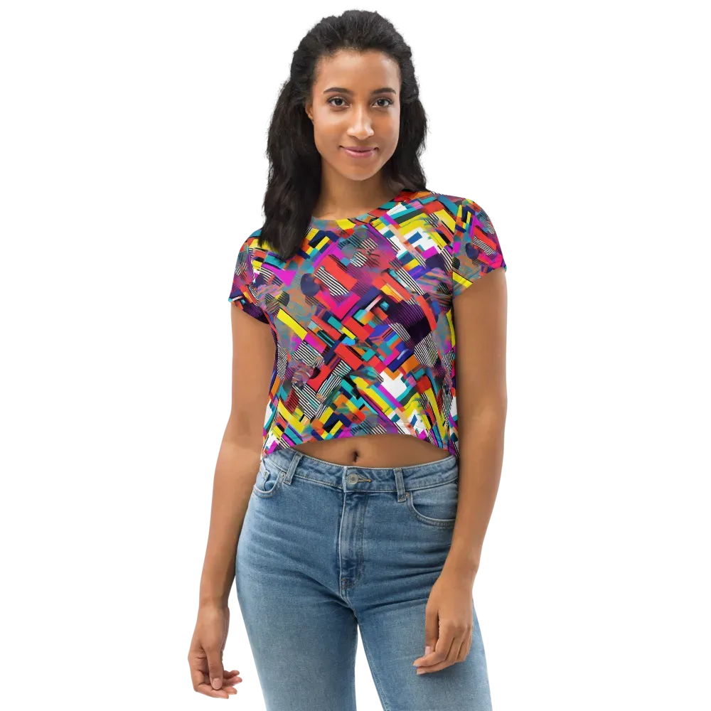 Chromatic Collision on Crop Tee — Front