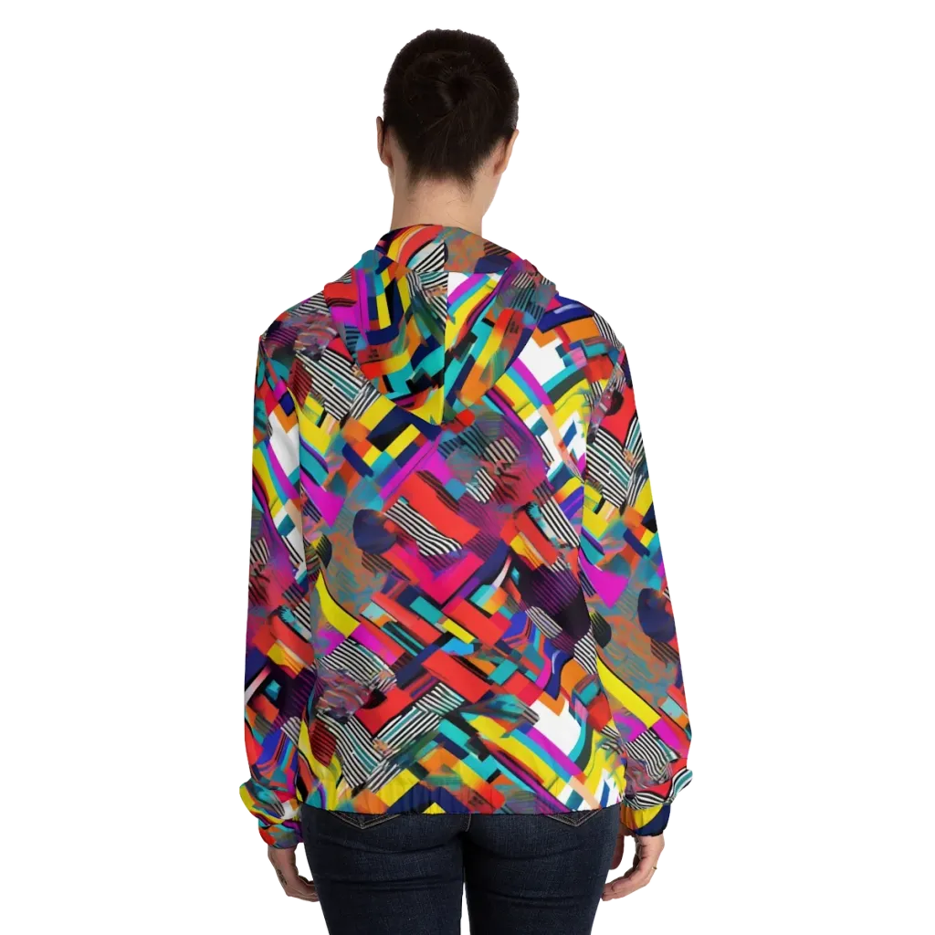 Chromatic Collision on Women's Full-Zip Hoodie — Back On Person