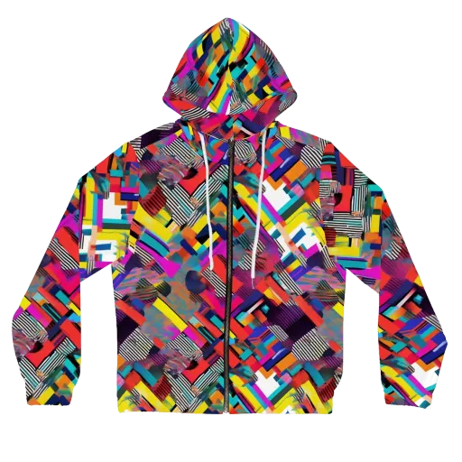 Chromatic Collision on a Women's Full-Zip Hoodie