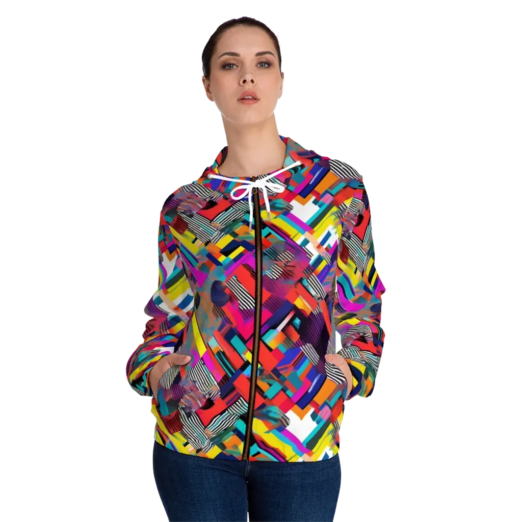 Chromatic Collision on Women's Full-Zip Hoodie — Front On Person