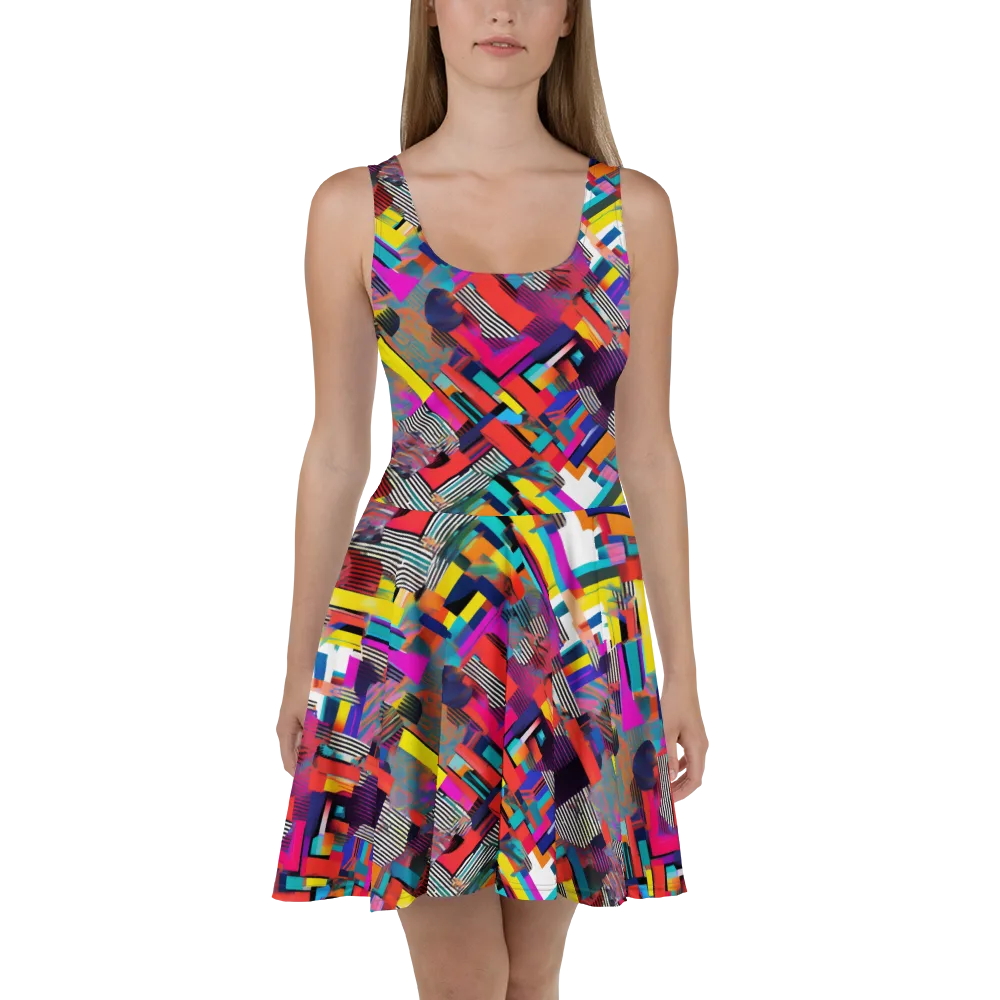 Chromatic Collision on Skater Dress — Front