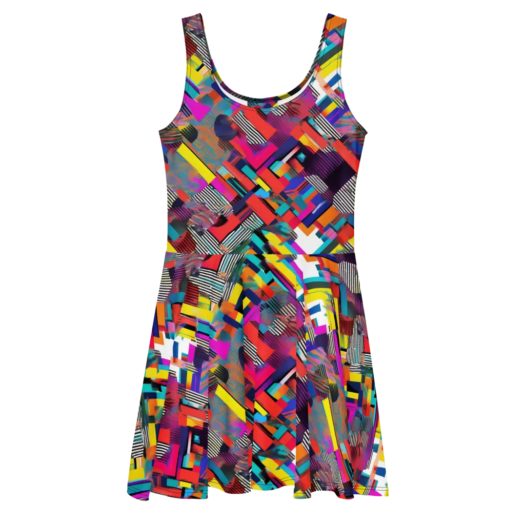 Chromatic Collision on Skater Dress — Front