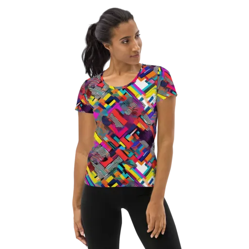 Chromatic Collision on a Women's Athletic T-Shirt