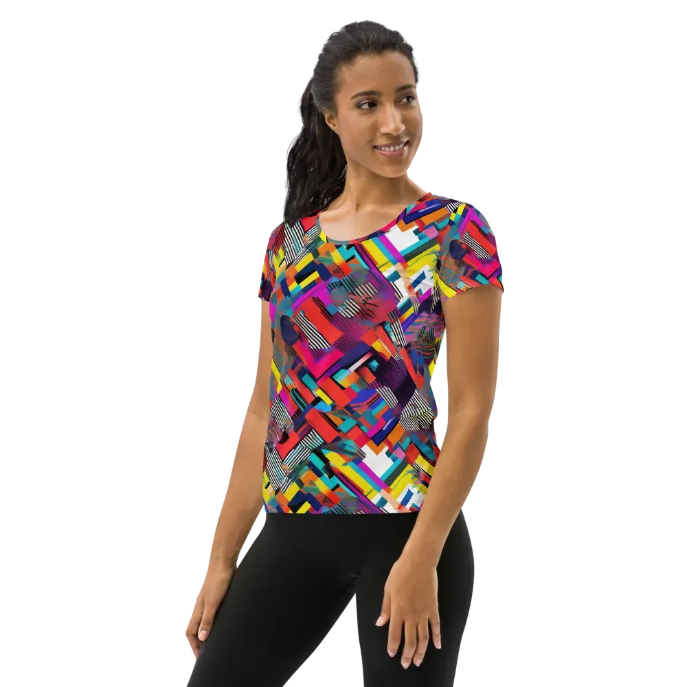 Chromatic Collision on Women's Athletic T-Shirt — Left