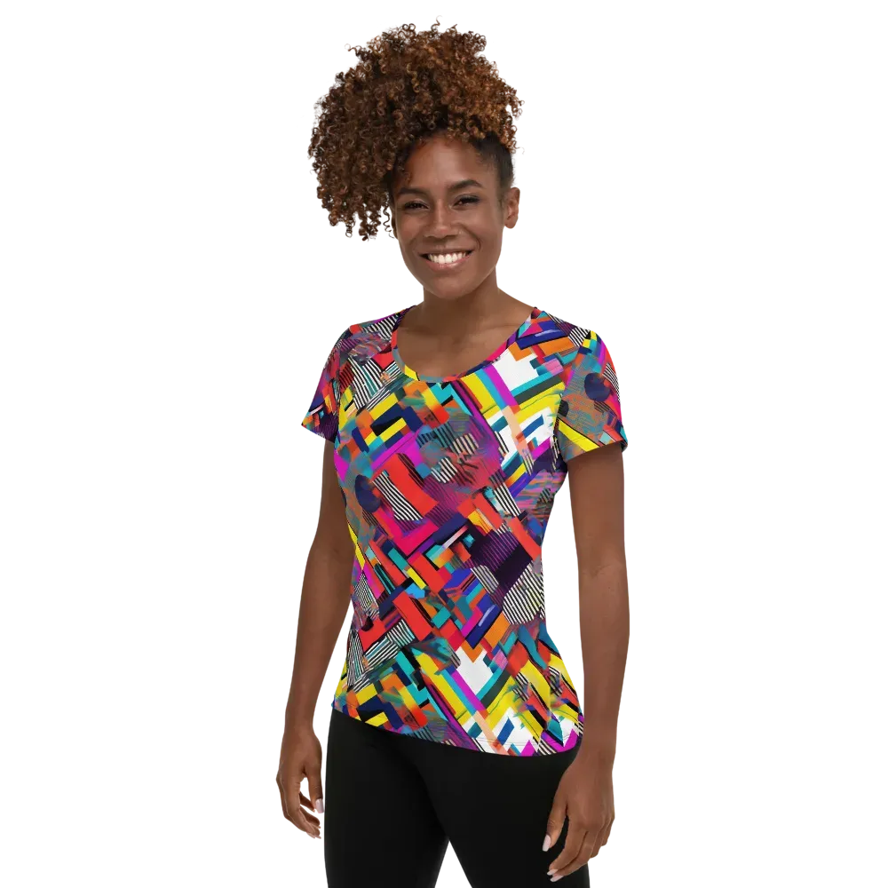 Chromatic Collision on Women's Athletic T-Shirt — Left