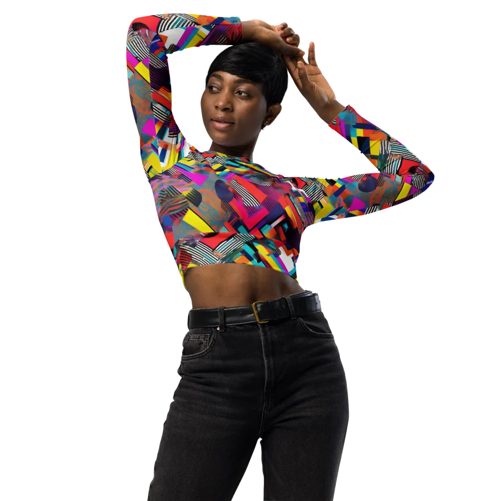 Chromatic Collision on Long Sleeve Crop Top — Front