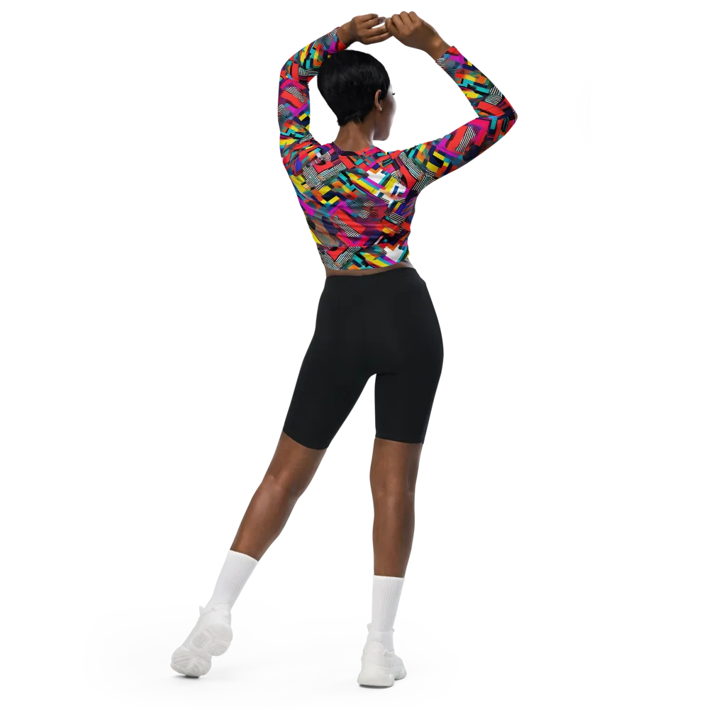 Chromatic Collision on Long Sleeve Crop Top — Back