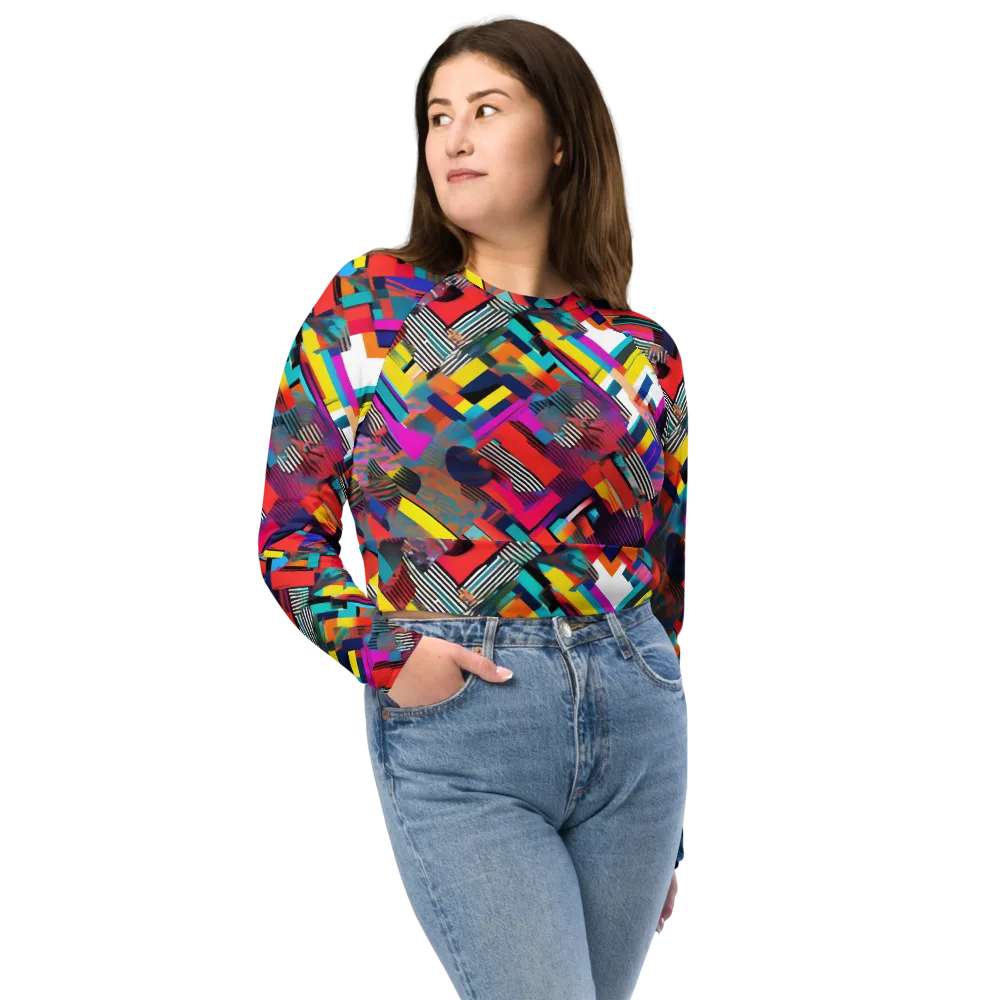 Chromatic Collision on Long Sleeve Crop Top — Front