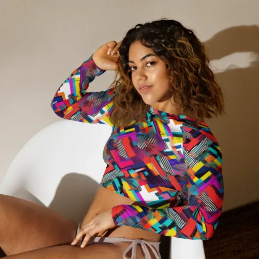 Chromatic Collision on a Long Sleeve Crop Top