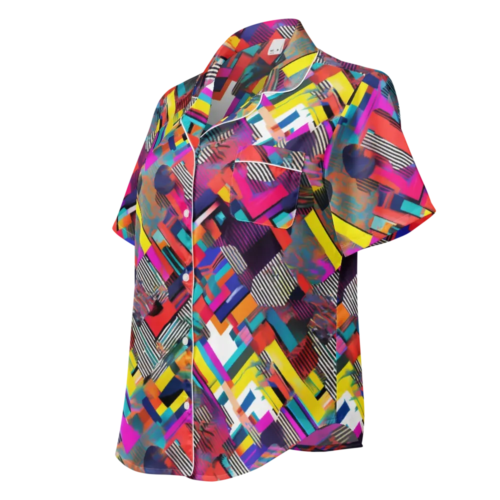 Chromatic Collision on Women's Short Sleeve Pajama Top — Left Front