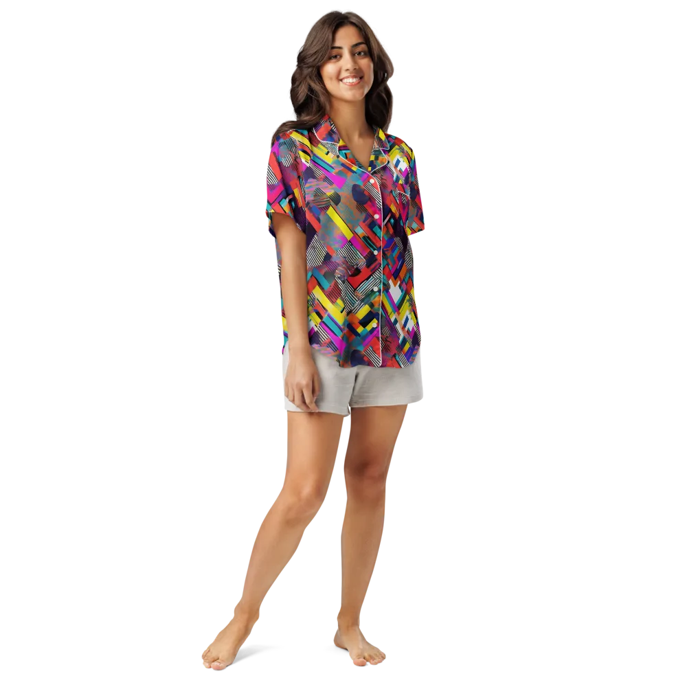 Chromatic Collision on Women's Short Sleeve Pajama Top — Front