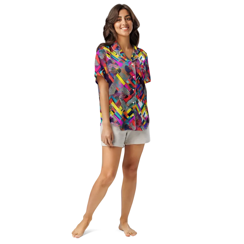 Chromatic Collision on Women's Short Sleeve Pajama Top — Front
