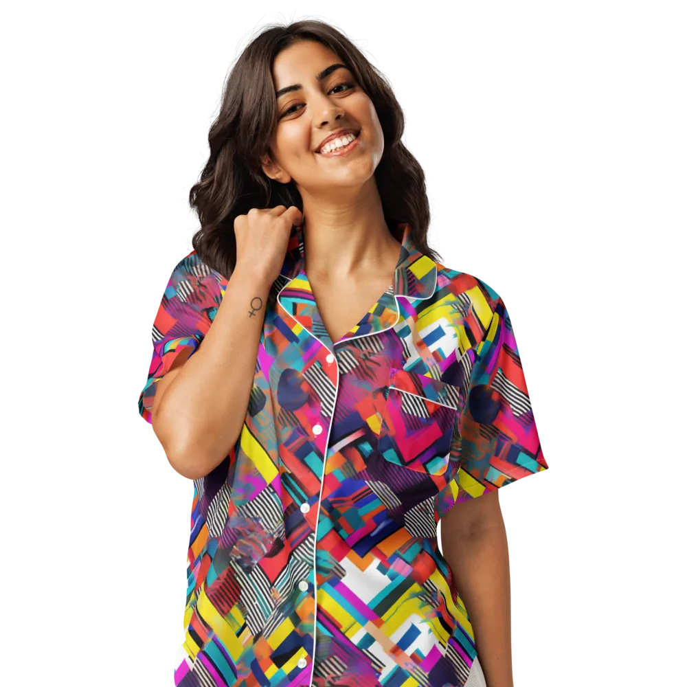 Chromatic Collision on Women's Short Sleeve Pajama Top — Front