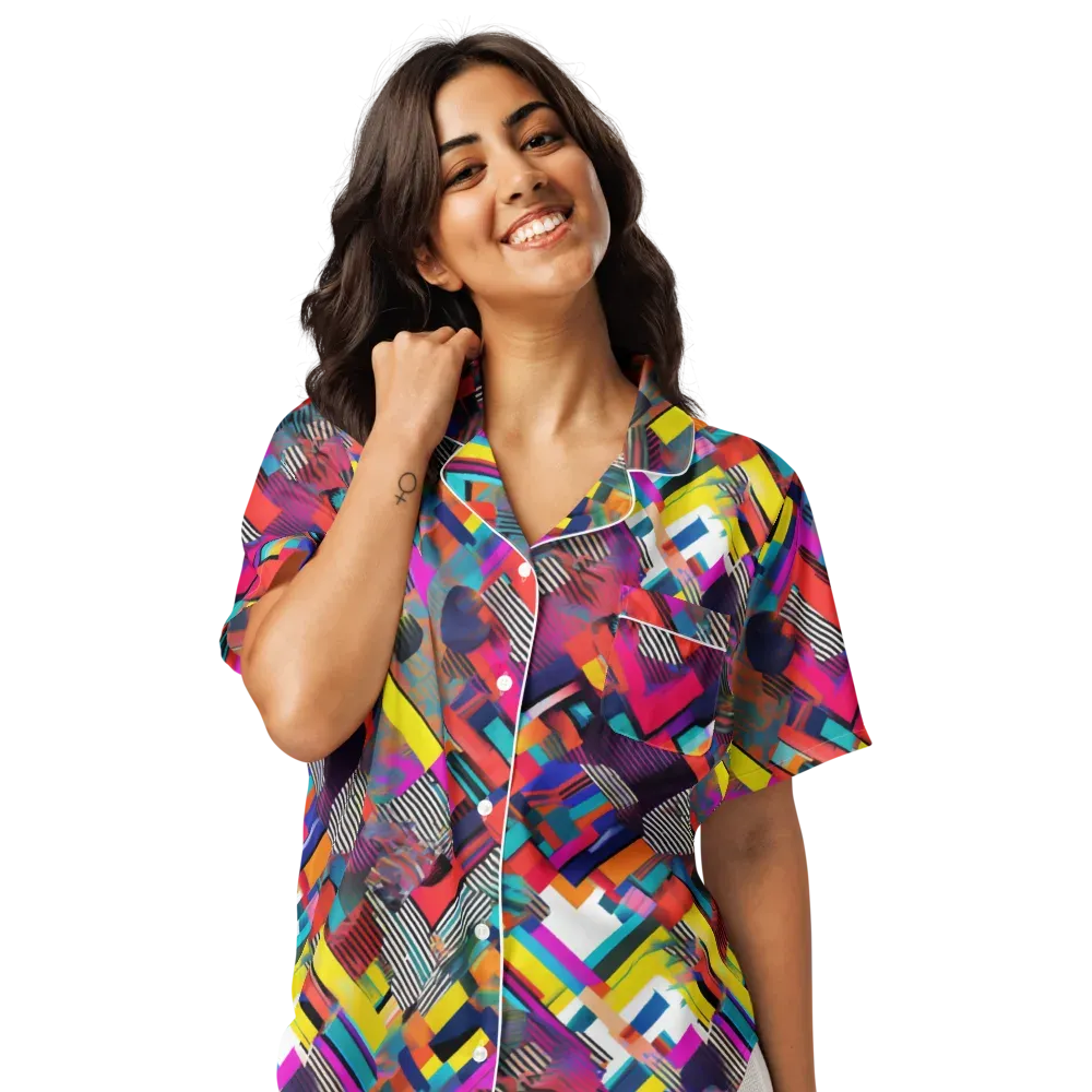 Chromatic Collision on Women's Short Sleeve Pajama Top — Front