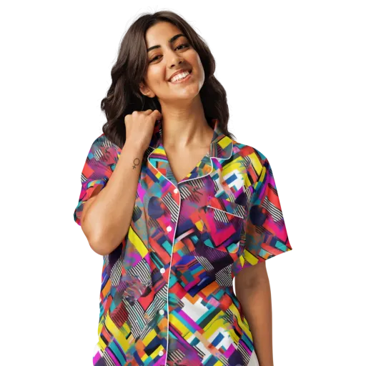 Chromatic Collision on a Women's Short Sleeve Pajama Top