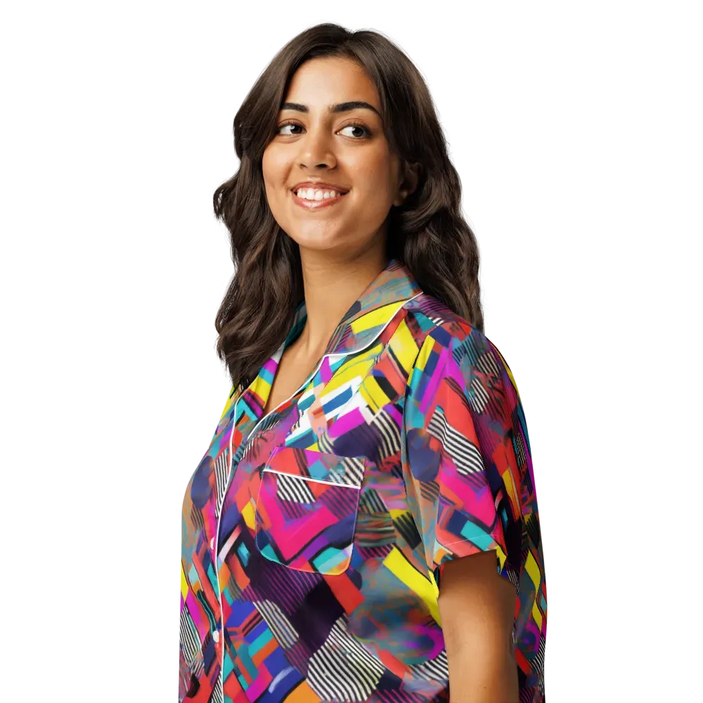 Chromatic Collision on Women's Short Sleeve Pajama Top — Left Front