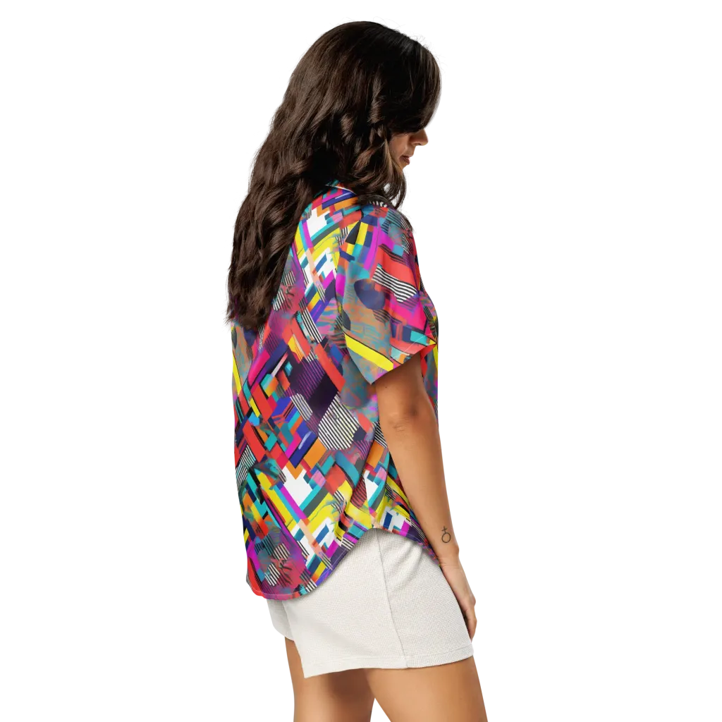 Chromatic Collision on Women's Short Sleeve Pajama Top — Right Back