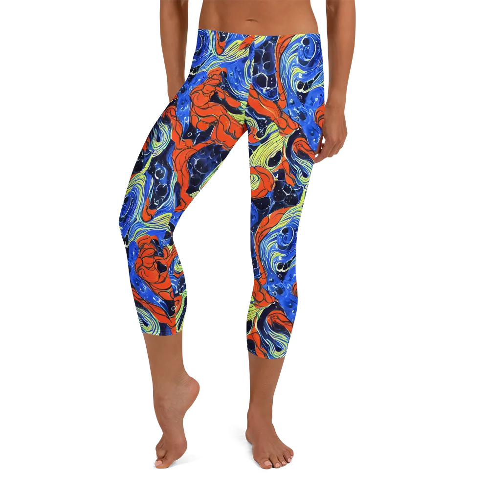 Lava Whirlpool on Capri Leggings — Front