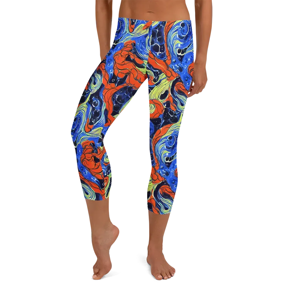 Lava Whirlpool on Capri Leggings — Front