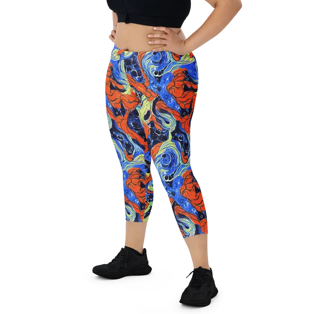 Lava Whirlpool on Capri Leggings — Front