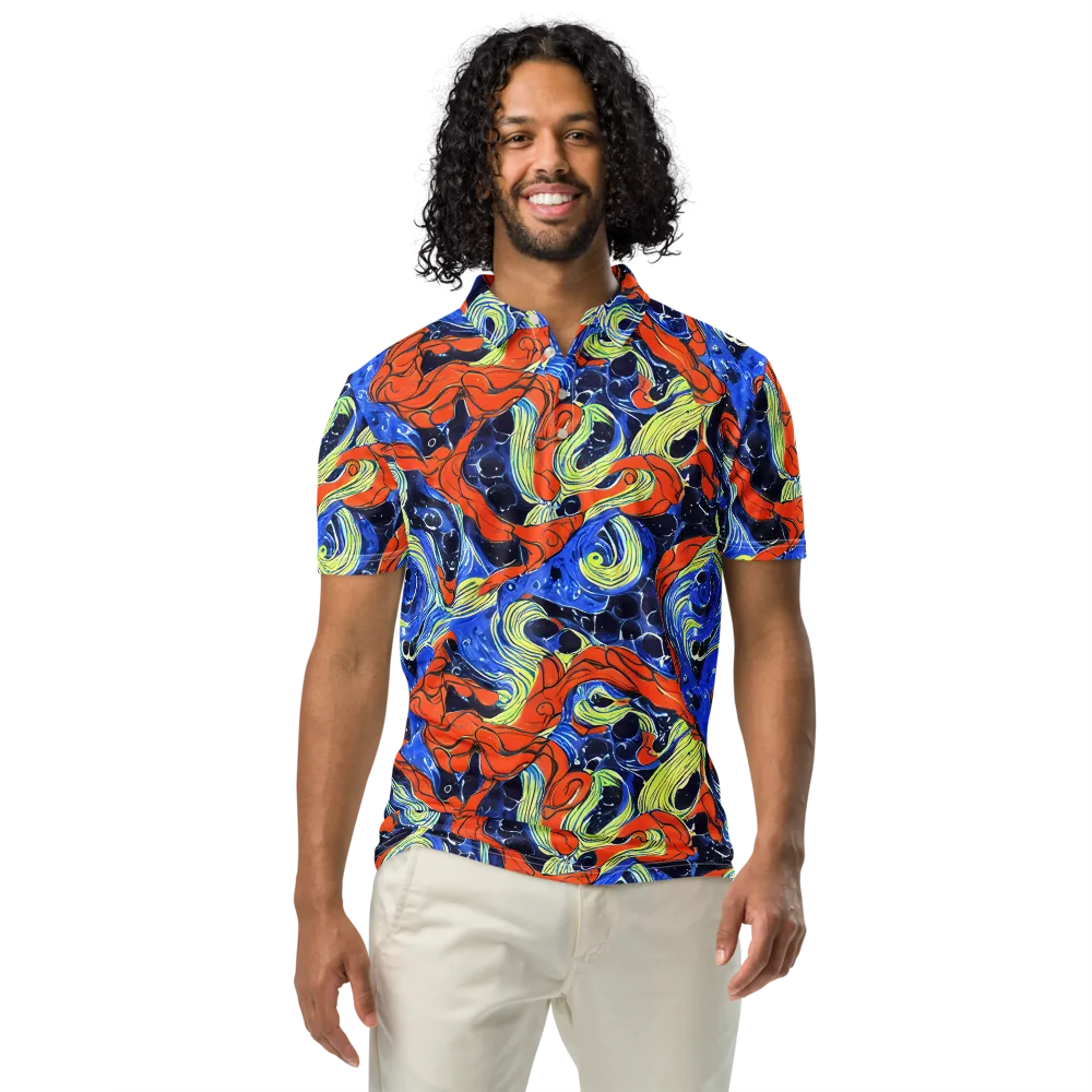 Lava Whirlpool on Men's Slim Fit Polo Shirt — Front