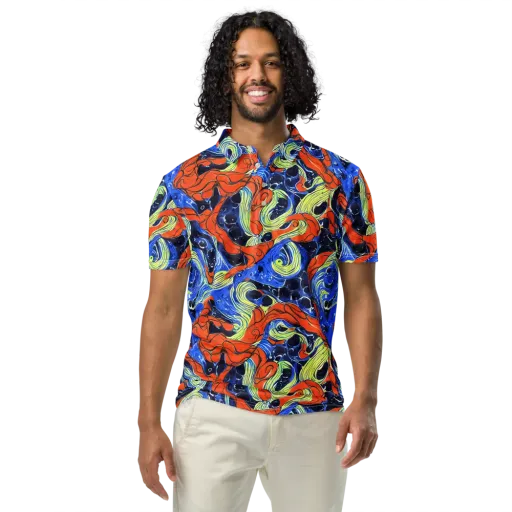 Lava Whirlpool on a Men's Slim Fit Polo Shirt