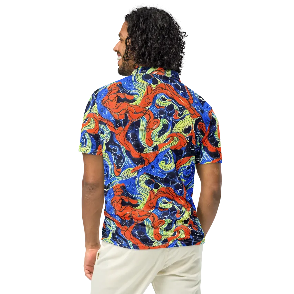 Lava Whirlpool on Men's Slim Fit Polo Shirt — Back