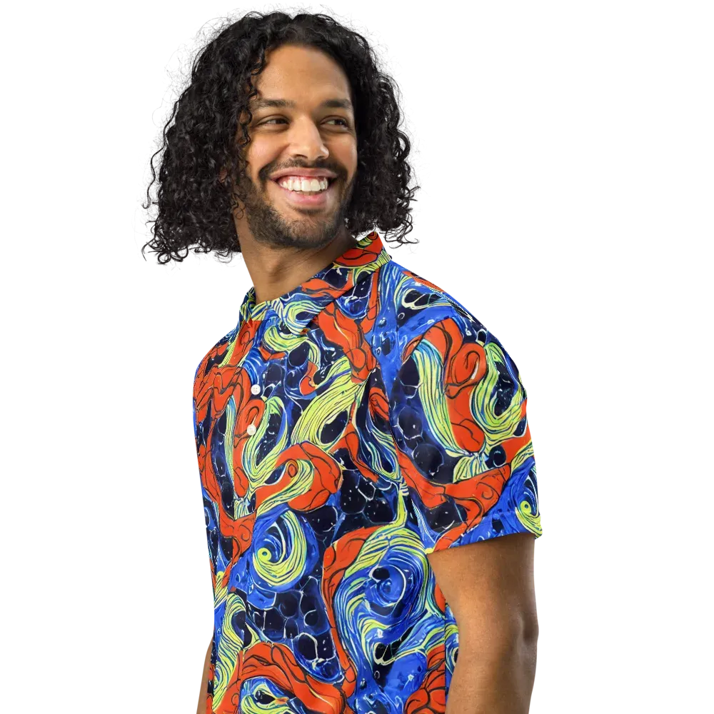 Lava Whirlpool on Men's Slim Fit Polo Shirt — Left Front