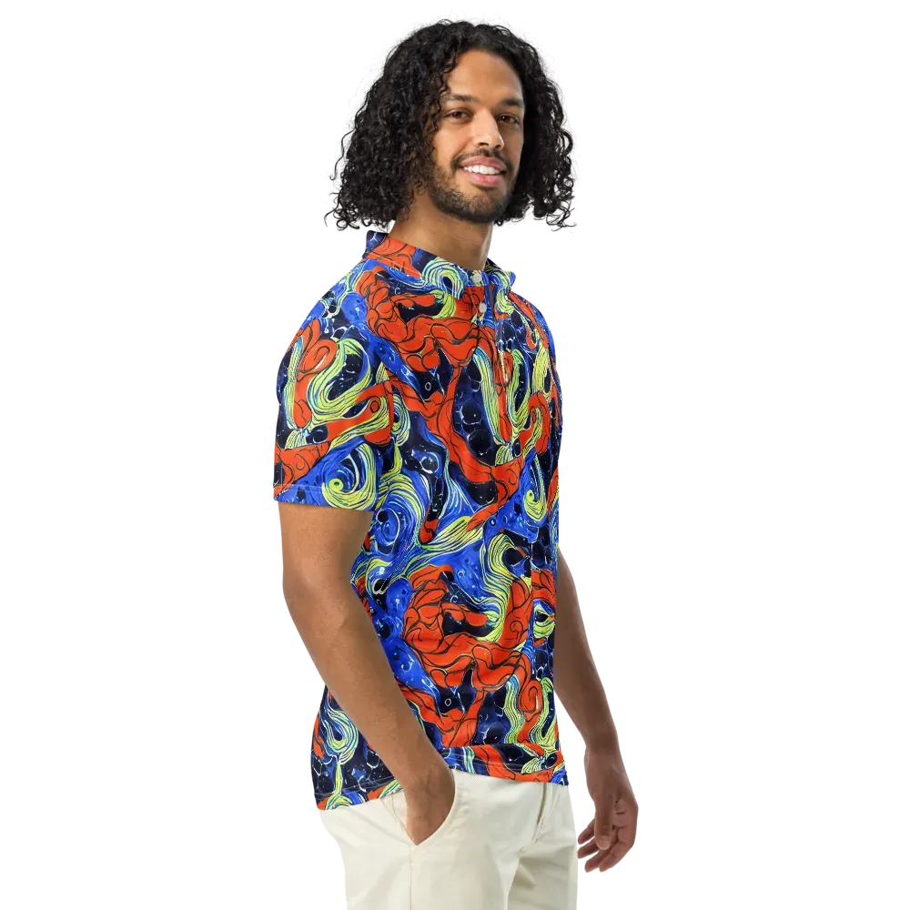 Lava Whirlpool on Men's Slim Fit Polo Shirt — Right Front