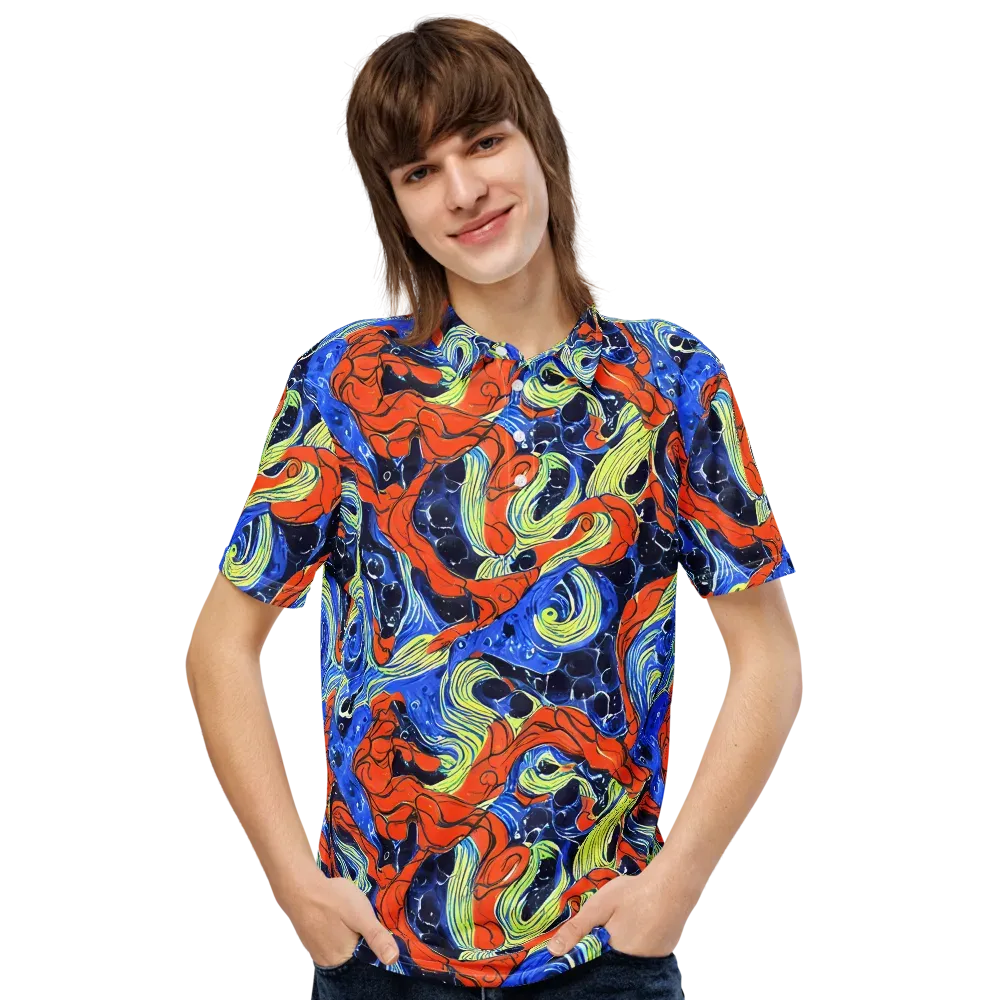 Lava Whirlpool on Men's Slim Fit Polo Shirt — Front
