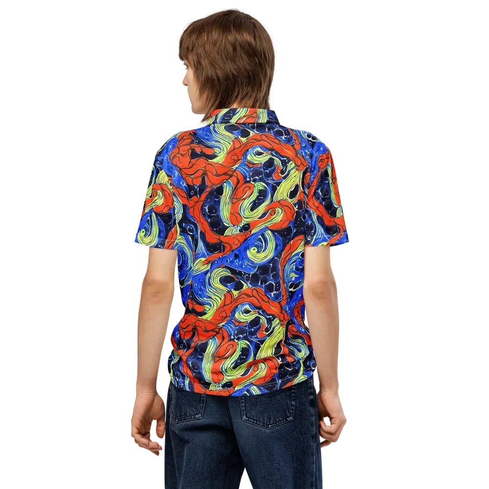 Lava Whirlpool on Men's Slim Fit Polo Shirt — Back