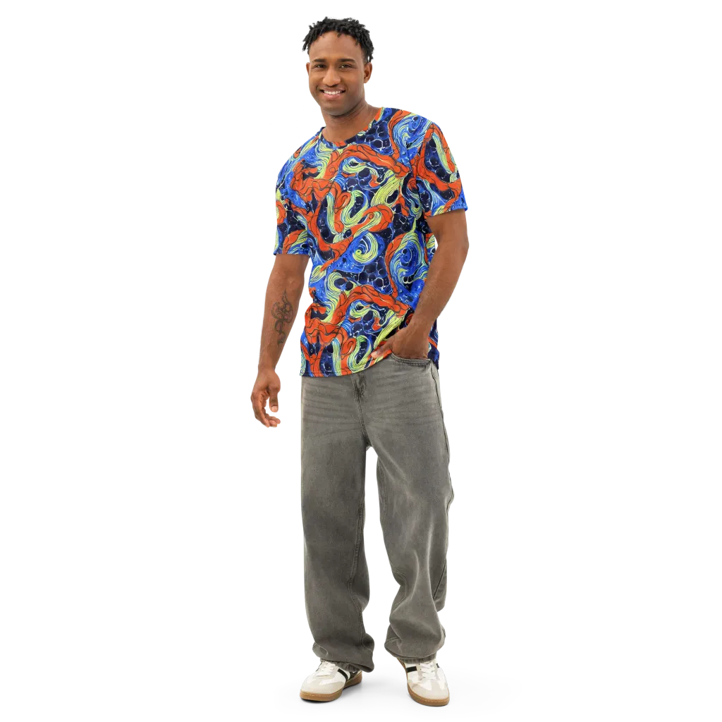 Lava Whirlpool on Men's Cotton Crew Neck T-Shirt — Front