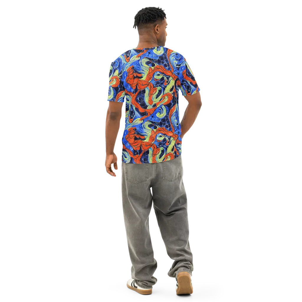 Lava Whirlpool on Men's Cotton Crew Neck T-Shirt — Back