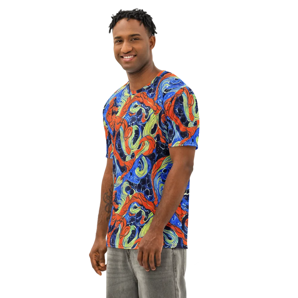 Lava Whirlpool on Men's Cotton Crew Neck T-Shirt — Left Front