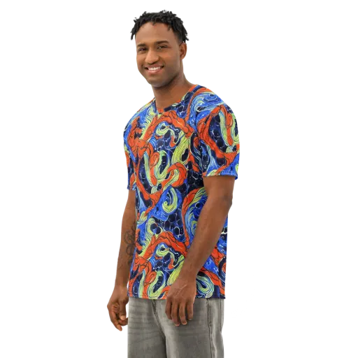 Lava Whirlpool on a Men's Cotton Crew Neck T-Shirt