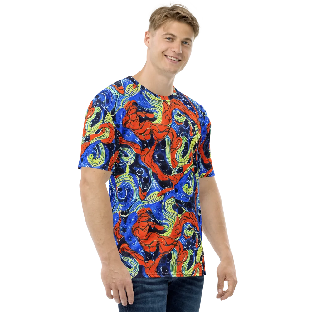 Lava Whirlpool on Men's Crew Neck T-Shirt — Right