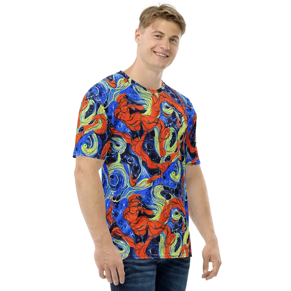 Lava Whirlpool on Men's Crew Neck T-Shirt — Right