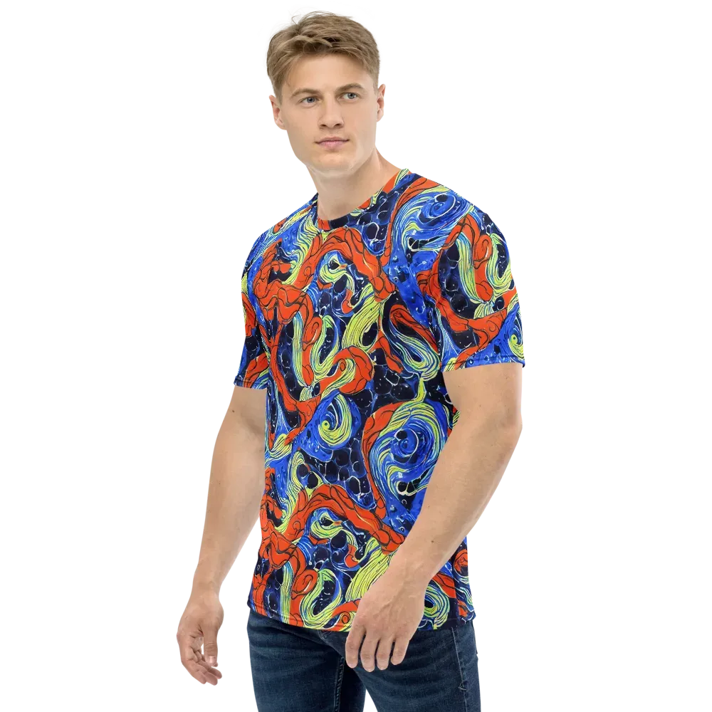 Lava Whirlpool on Men's Crew Neck T-Shirt — Left