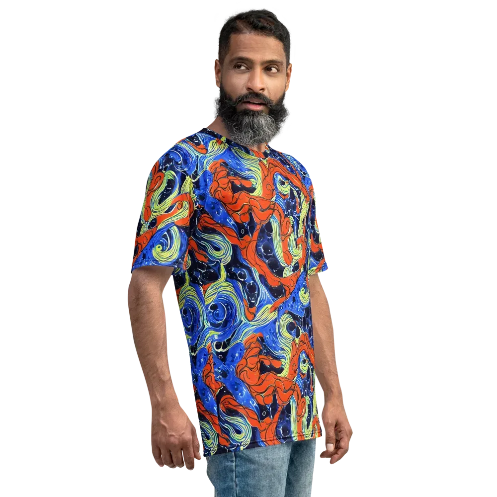 Lava Whirlpool on Men's Crew Neck T-Shirt — Right