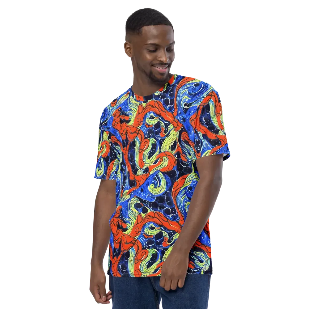 Lava Whirlpool on Men's Crew Neck T-Shirt — Left