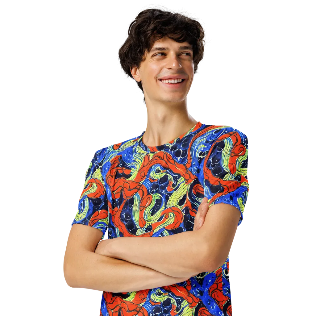 Lava Whirlpool on Men's Crew Neck T-Shirt — Left Front