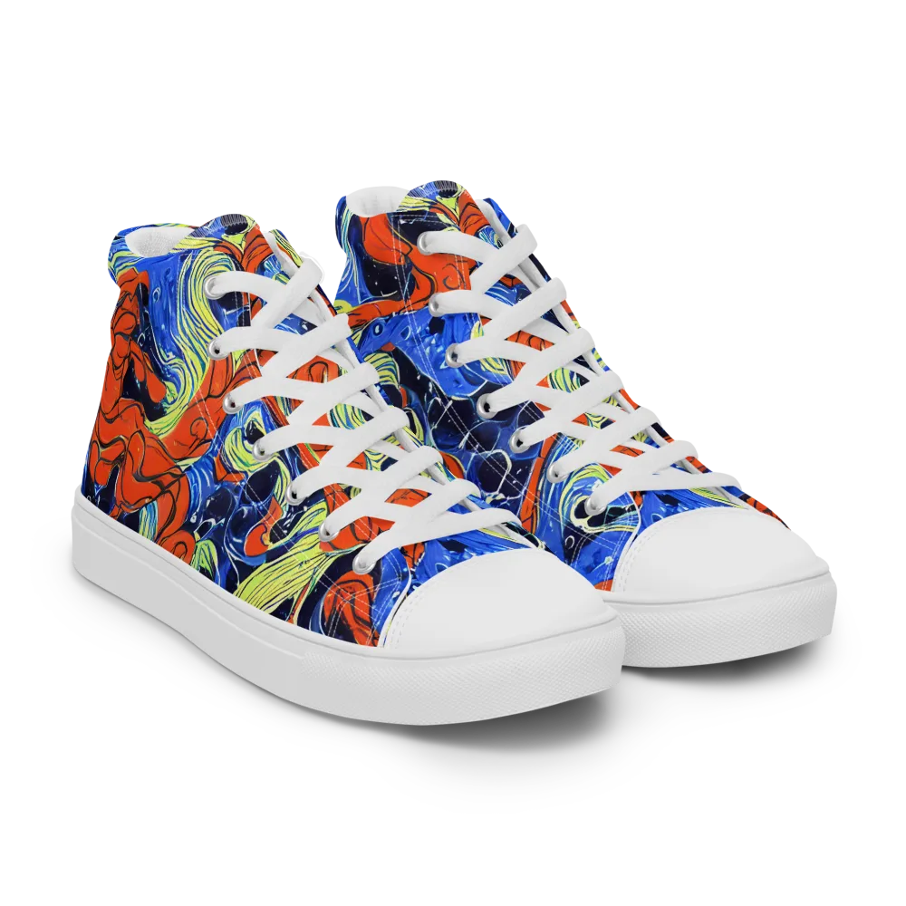 Lava Whirlpool on Men's High Top Canvas Shoes — Right Front