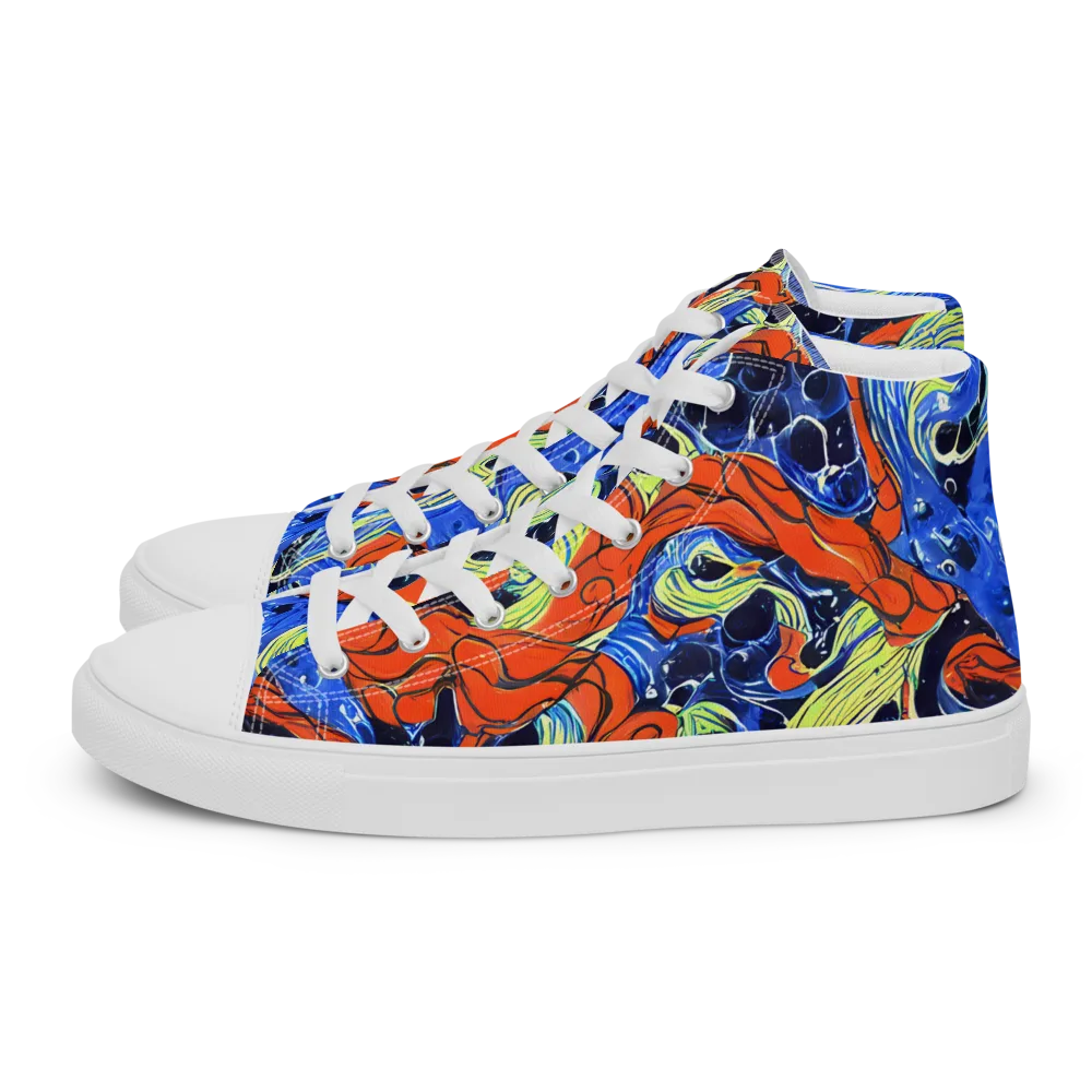 Lava Whirlpool on Men's High Top Canvas Shoes — Left