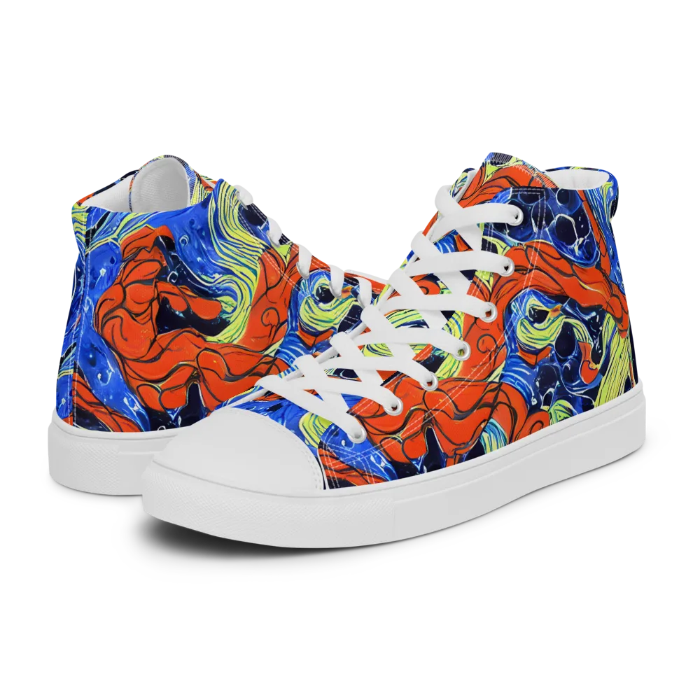 Lava Whirlpool on Men's High Top Canvas Shoes — Left